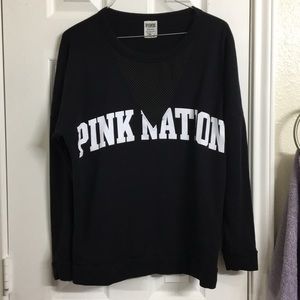 PINK (VS) Mesh v-neck pullover hoodie